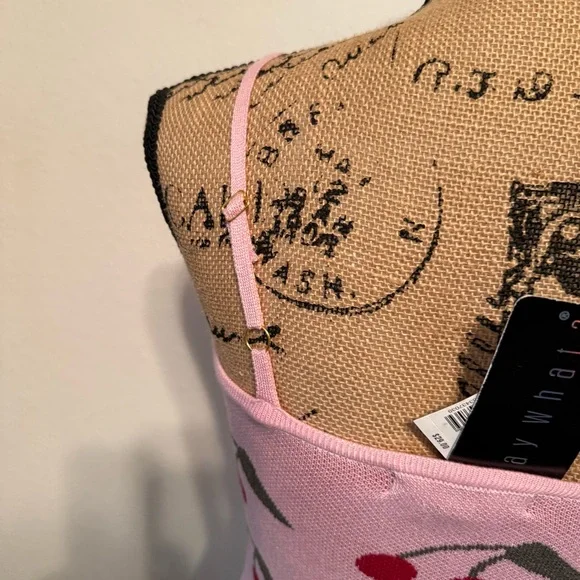 Say What pink Cherry Cropped Tank Top size medium - Picture 4 of 11